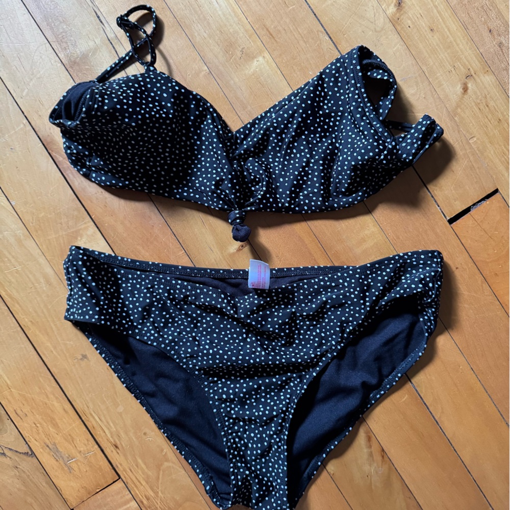 Black Polka Dot Bikini Set
